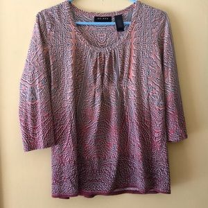 Women’s  Axcess coral print 3/4 sleeve casual top